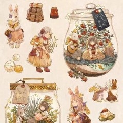 Stickii – Whimsical Terrarium Stickers – 1 Fantasy Rabbit & Sheep Sticker Sheet