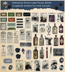 106 Pcs Potion Labels Stickers, Apothecary Sticker Dark Aesthetic Wine Bottle…
