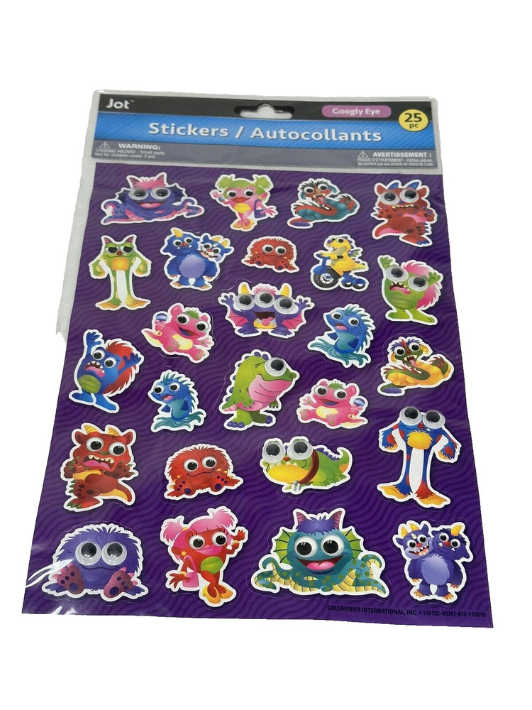 JOT 25 stickers googly eye crafts scrapbook art MONSTERS