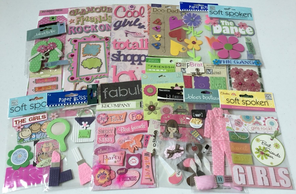 *TEEN GIRL* Scrapbook Lot~ K & Co, Paper Bliss, Jolee’s Stickers ~26 Packs NEW