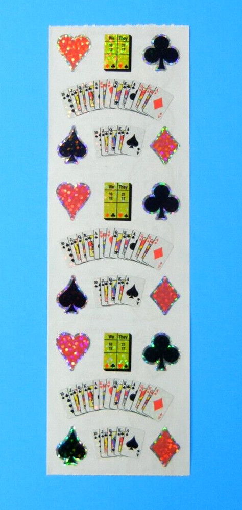 Vintage Sandylion Bridge Playing Cards Glittery Sticker Strip