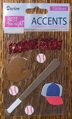 Darice Baseball Home Run Glittery Title Bat Ball Mitt Hat Cap Scrapbook Stickers