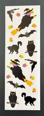 2 Rare Mrs. Grossman HALLOWEEN sticker strips~WITCHES~Spooky Creatures~SKELETONS