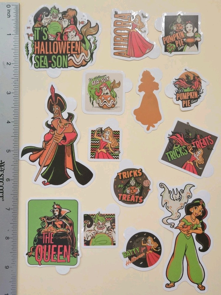 Disney Princess / Happy Halloween 14 Vinyl Decal Stickers. Waterproof.