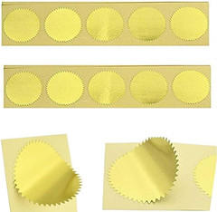 100Pcs Embossing Stickers Blank Metallic Gold Certificate Seals Embossed Foil Sc