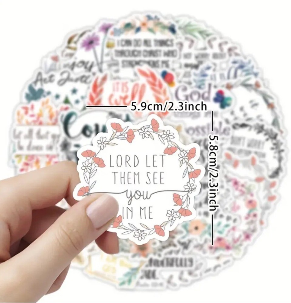 100 pcs Bible Stickers Christian Jesus Inspirational Verse Waterproof Vinyl New