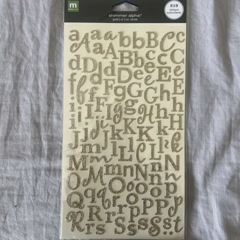 Making Memories Creative Letter Shimmer Alpha Stickers #27898 Gold