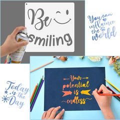 16 PCS Inspirational Word Stencil Motivational Quote Reusable Polyester Film Tem