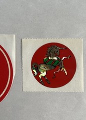 Vintage Christmas Stickers Unicorn Prism Mod 80s Wreath Green & Red Set of 2