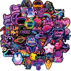 10/30/50PCS Kawaii Neon Lamp Sticky PVC Sticker Phone Aesthetic DIY Decoration S