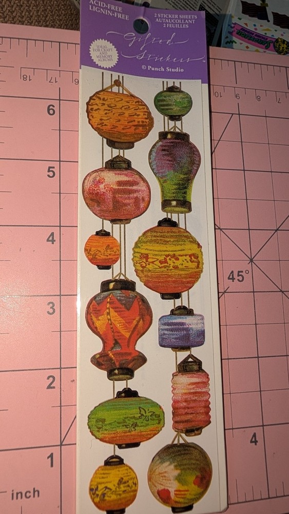 Asian Paper Lantern Stickers, Punch Studio Gifted Stickers New Pack 2 Sheets