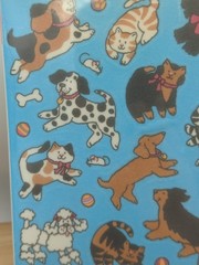 American Greetings Fuzzy Flocked Animal Dog Cat Stickers Forget Me Not USA Made