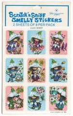 Vintage 1984 Sangamon VICTORIA PLUM Scratch and Sniff Smelly Stickers LILAC pack