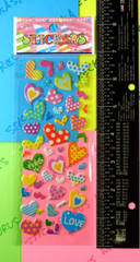 Pattern Hearts Puffy Sticker Pack Style 1