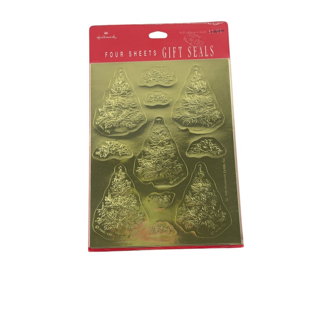 Hallmark Vintage Gold Foil Gift Seals Four Sheets 11 Stickers Ea.