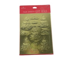 Hallmark Vintage Gold Foil Gift Seals Four Sheets 11 Stickers Ea.