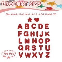 Alphabet Foam Stickers, 104Pcs Letters A-Z EVA Self Adhesive Glitters, Red