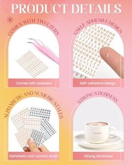6 Sheets 0.11inch Small Letter Stickers Self Adhesive Alphabet Number Sticker Re