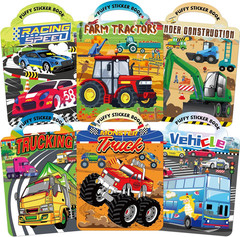 2 Pack Puffy Sticker Books for Kids Ages 3-5, Construction Truck and Vehicle Car