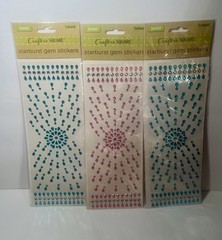 Crafters Square Jewel Starburst Gem Stickers Pink Blue Lot of 3