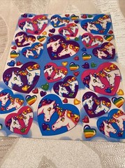 Vintage Lisa Frank Markie Heart Sticker Sheet S168