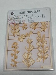 P13 Light Chipboard Embellishments Bundle 8 asst 4×6″ frames w/engraved pieces