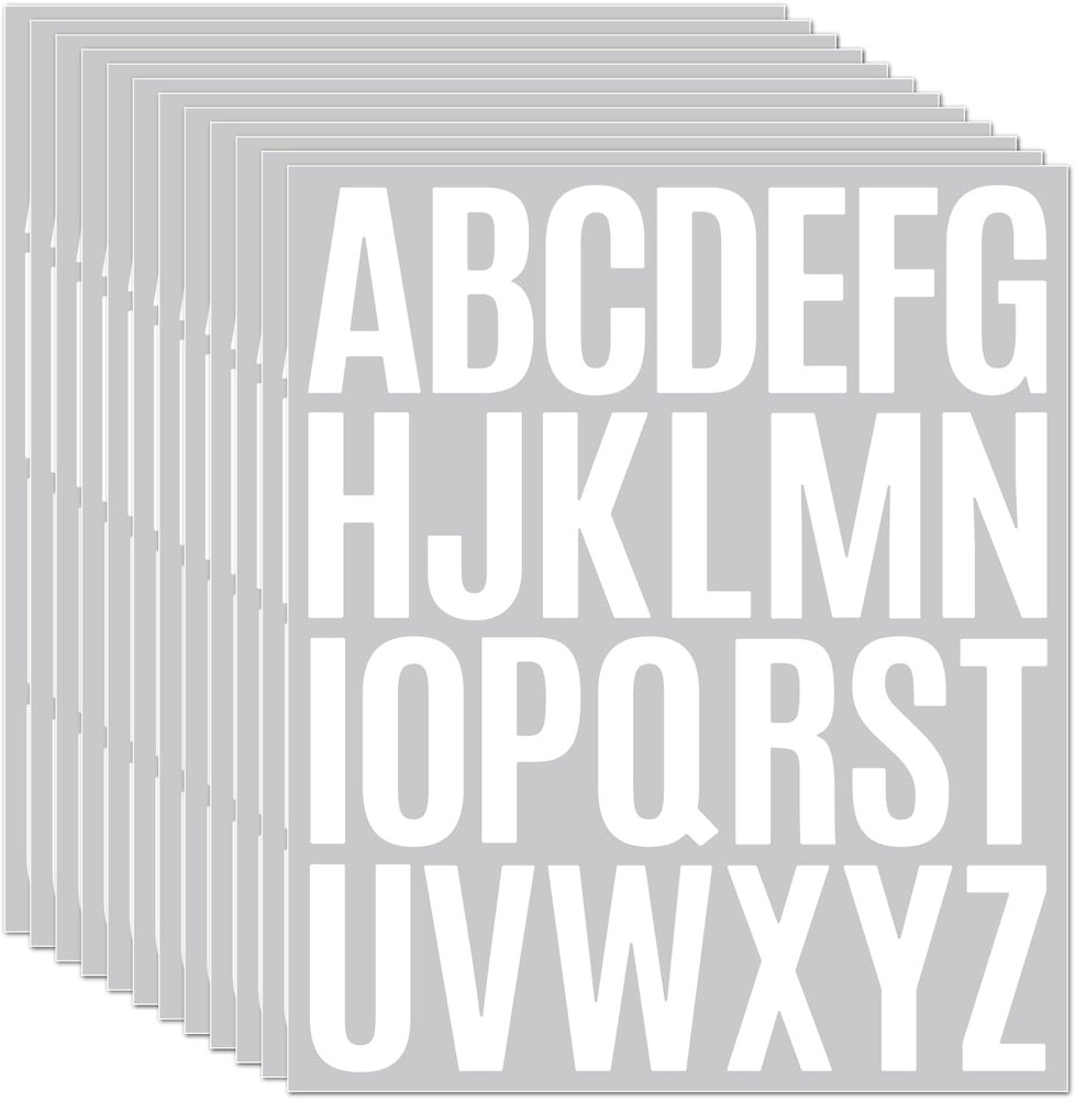 10 Sheet Letter Stickers – 2 Inch White Vinyl Self Adhesive Alphabet Stickers St