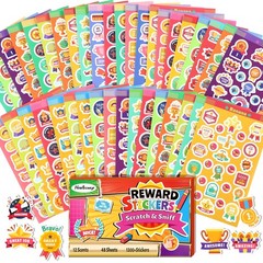 Smelly Reward Stickers for Kids – 48 Sheets 12 Scents 1320 Pieces, Scented Sc…