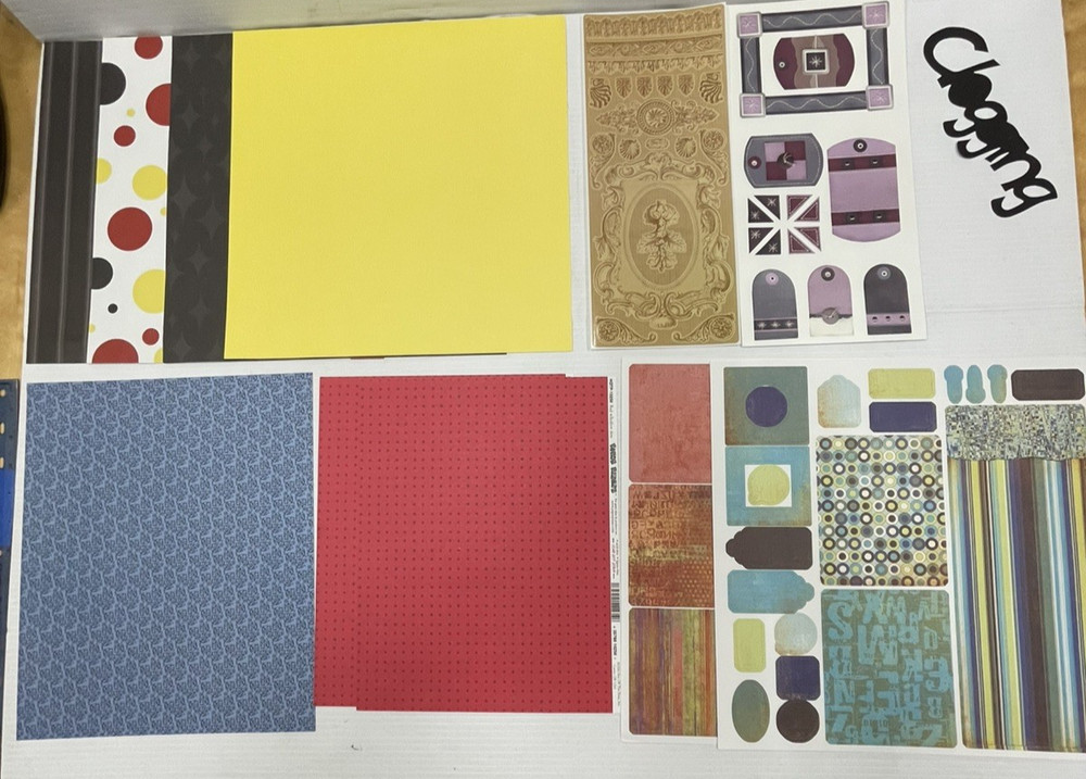 Lot of 13 Scrapbooking 12 X 12 Paper, Stickers, Die Cuts, Mixed Theme Pre-owned