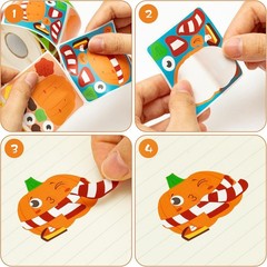 Halloween Pumpkin Stickers Roll 300 Waterproof Vinyl Stickers for Scrapbooking