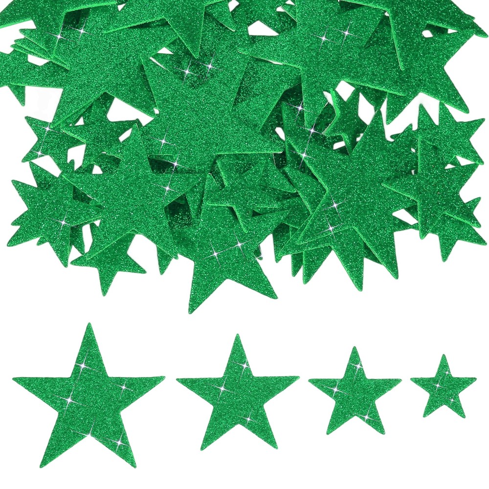 Star Foam Stickers, 70Pcs EVA Self Adhesive Glitters, Green
