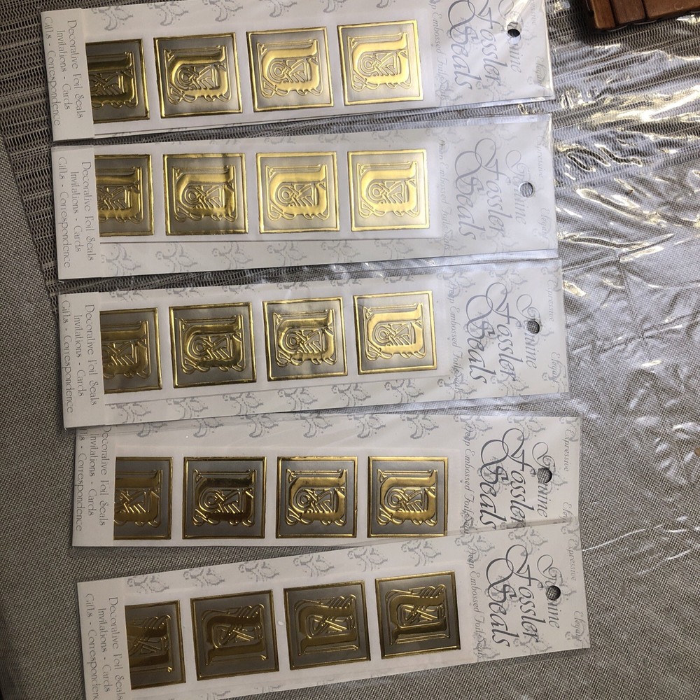 5 Pcks of 12 Fossler Foil Seals For Gift Wrap Tags Cards Envelopes Letter ‘U’.