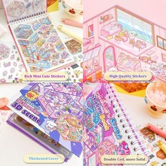 20 Sets 3D Sticker Scenes for Kids, Create Your Own Scene Sticker Book, Cute …
