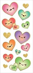 PAPER HOUSE PRODUCTIONS Sticky Pix Faux Enamels Stickers – KAWAII HEARTS – 14pcs