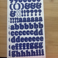 Vtg Blue Alphabet Stickers 8 Sheets Used Capital Lower Case Numbers Exclamation