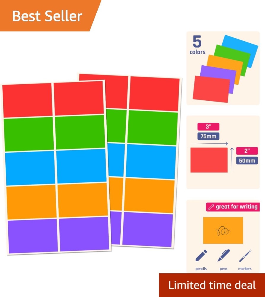 Assorted Color Label Stickers 250 Pieces 3×2 Inches for Moving and Labeling