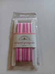 Doodlebug Ribbon Spool Striped Grosgrain Loopy Love Pink White
