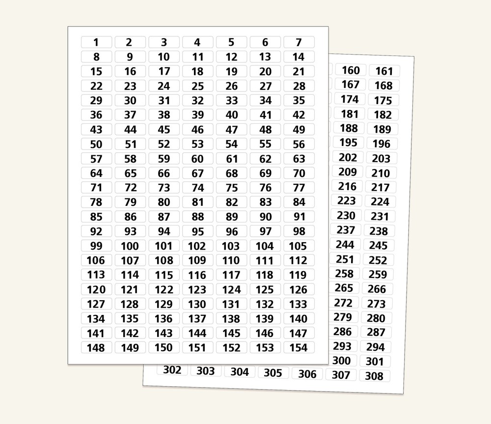 #1- #308 WHITE STICKERS NUMBERED SEQUENTIAL~ 3/8″ x1″ MATTE LABELS Consecutive