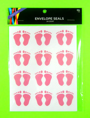 Baby Girl Footprint Evelope Seals Sticker Pack