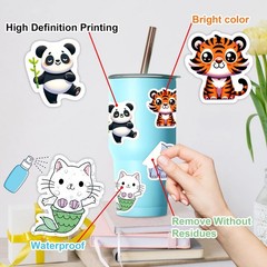 100 PCS Water Bottle Stickers for Kids,Waterproof Vinyl Animal Stickers for Kids