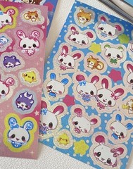 Japan Kawaii Twin Candy Rabbit And Friends Glitter Sticker Sheet