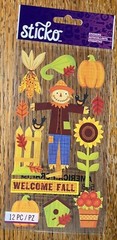 STICKO Welcome Fall ScareCrows Sunflowers Harvest Season Pumpkins Corn Stickers