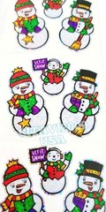 HAMBLY STUDIOS STICKERS HOLIDAY PRISMATIC CHRISTMAS LET IT SNOW SNOWMAN VINTAGE