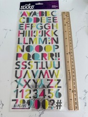 Sticko Autocollant 81 PC Multi-Color Raised Dipped Large Alpha/Number Stickers