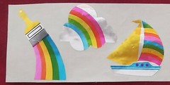 RARE Vintage Mylar Foil Rainbow, Unicorn, Paint Brush,Strawberry Stickers