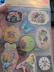 Crafter’s Square Flower Bird Themed 3-D Motion Stickers 9 Pieces New