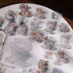26 pcs Tea Cup Translucent Vellum Matte Surface Paper Sticker Scrapbook Craft
