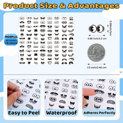 960Pcs Black Eye Mouth Stickers, 48 Designs Cartoon Face Expression Stickers for