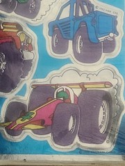 Vintage 80s Fun Foil Shinies Stickers Hallmark Race Cars Monster Truck Jeep
