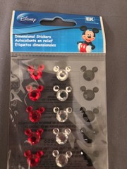 Vintage EK Success Disney Jeweled Mickey Head Dimensional Stickers Gems 18pc New